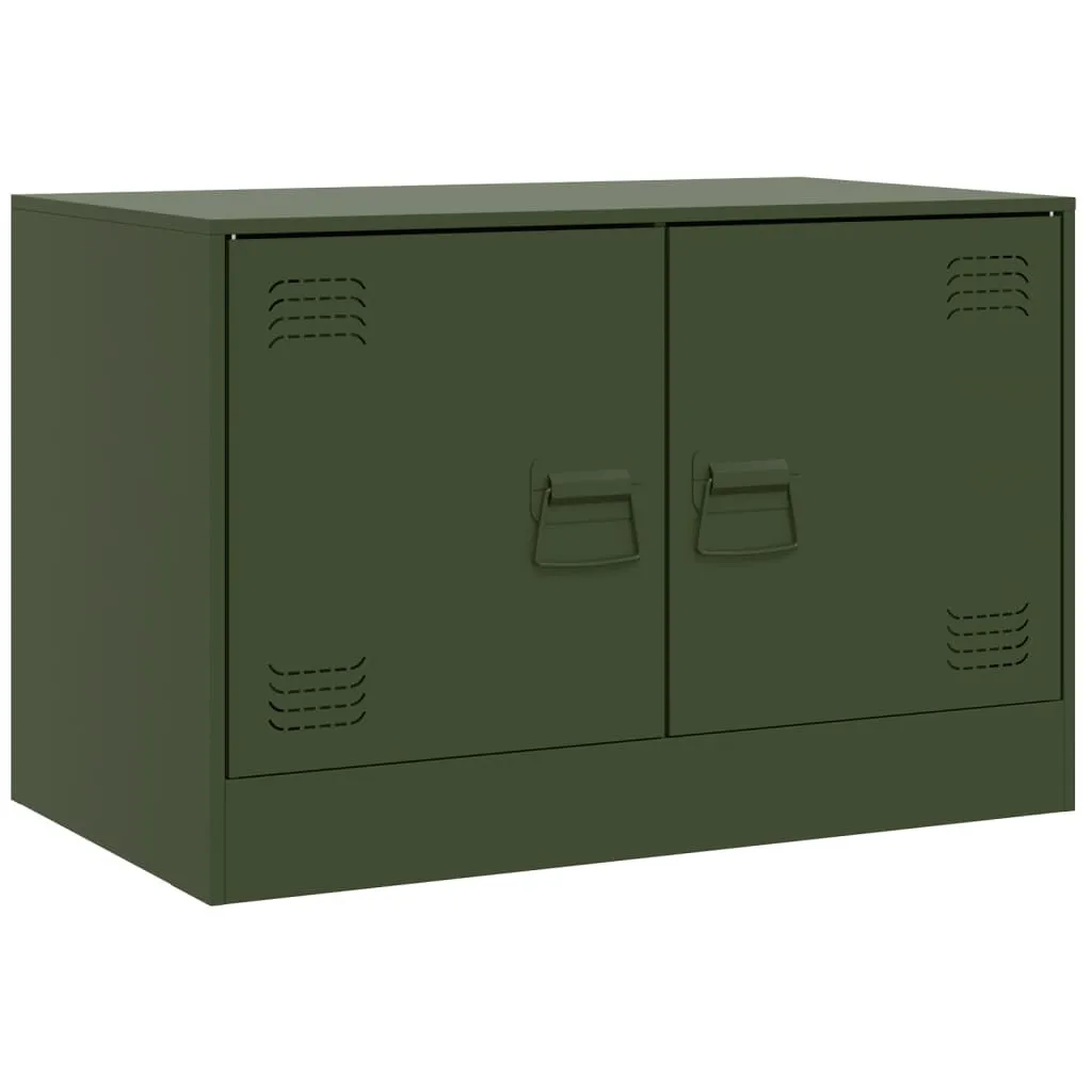 Mobiletto TV SYFAX Acciaio 67x39x44 cm | Stile Industrial Verde Oliva