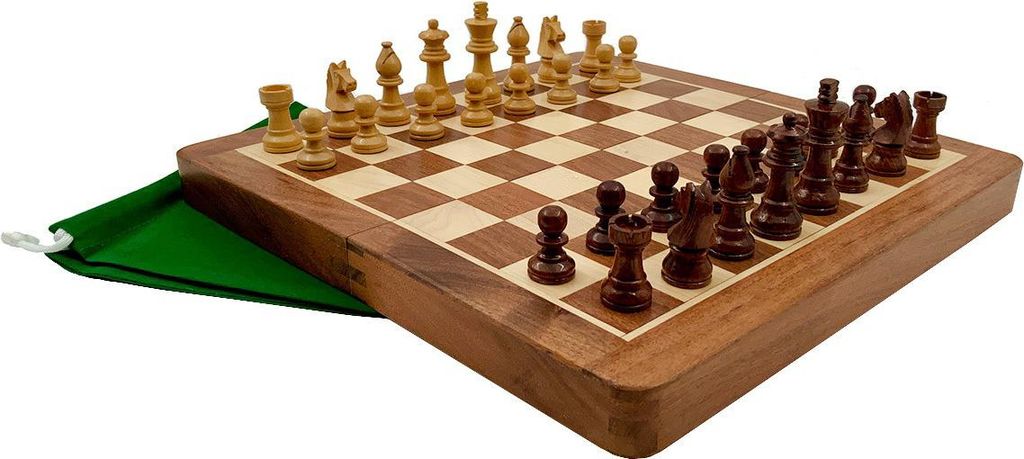 Magnetisches Schach & Dame mit Würfeln 30x30 cm aus Holz