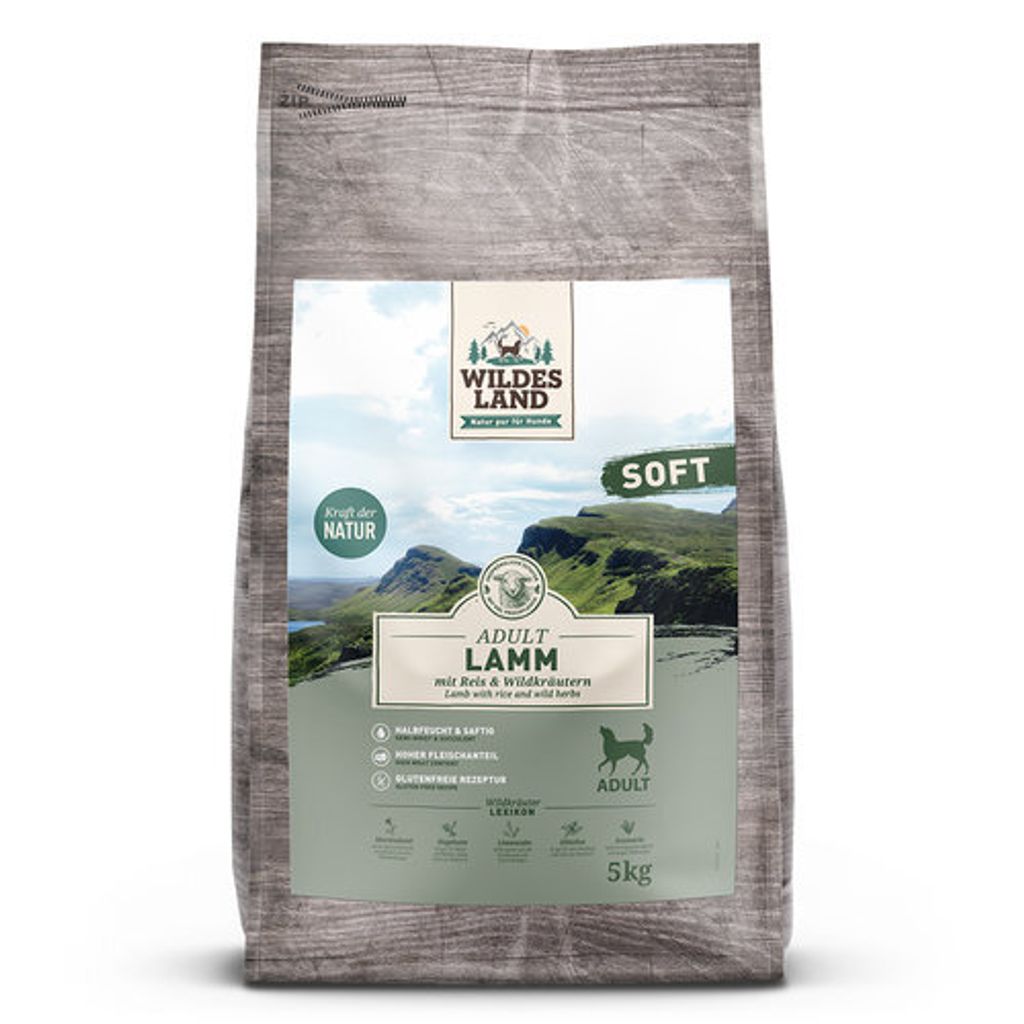 Wildes Land - Soft Adult - Lamm mit Reis - Trockenfutter Hund 5 kg