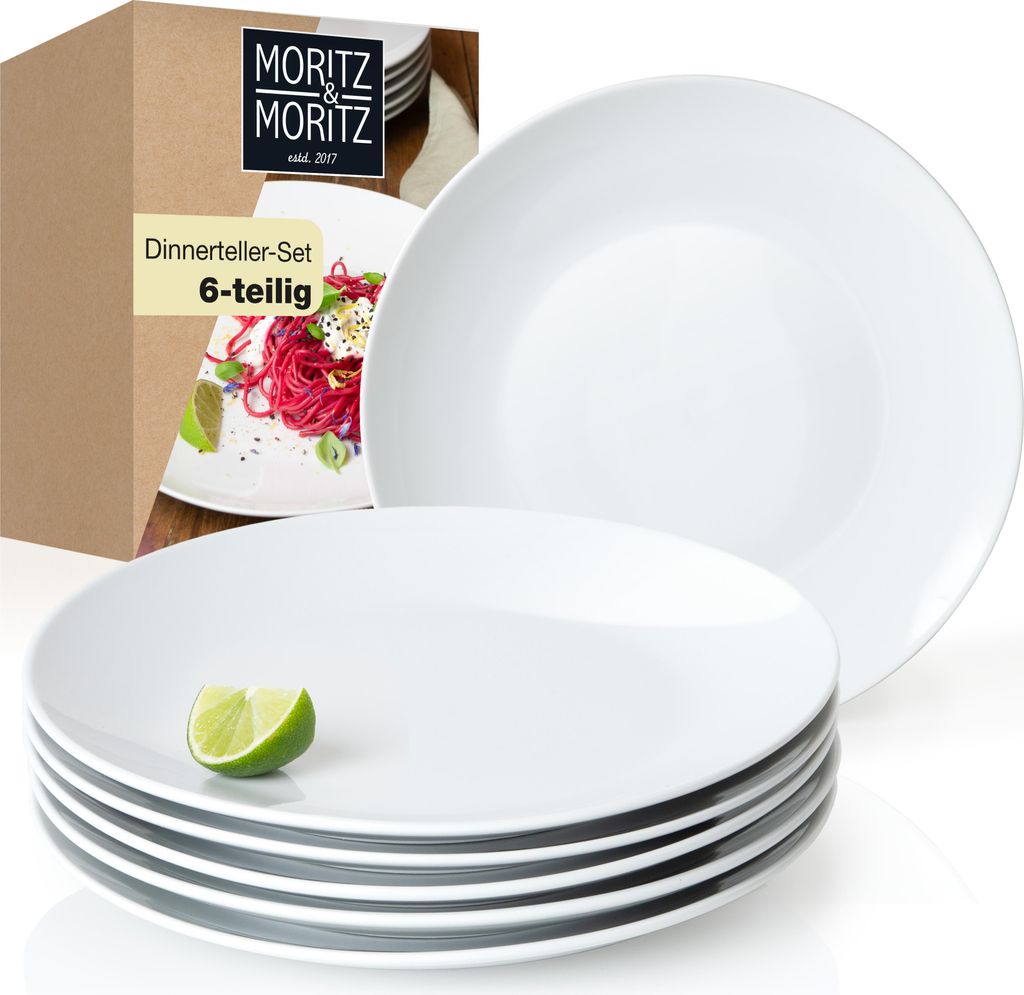 Moritz & Moritz BASIC 6tlg Dinnerteller Set weiß Produktbild 