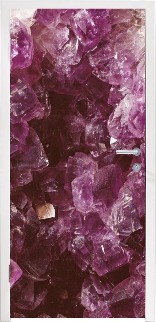 MuchoWow Türtapete Selbstklebende Türfolie Edelsteine - Amethyst - Kristalle und Edelsteine 80x205 cm Türposter Türaufkleber Klebefolie Türk...