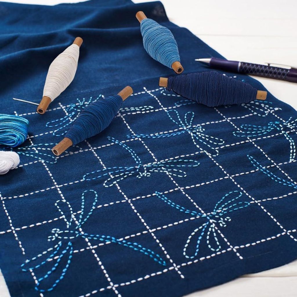 Sashiko-Garne 4 Farben (blau) für japanisches Quilten und Sticken - 400 m