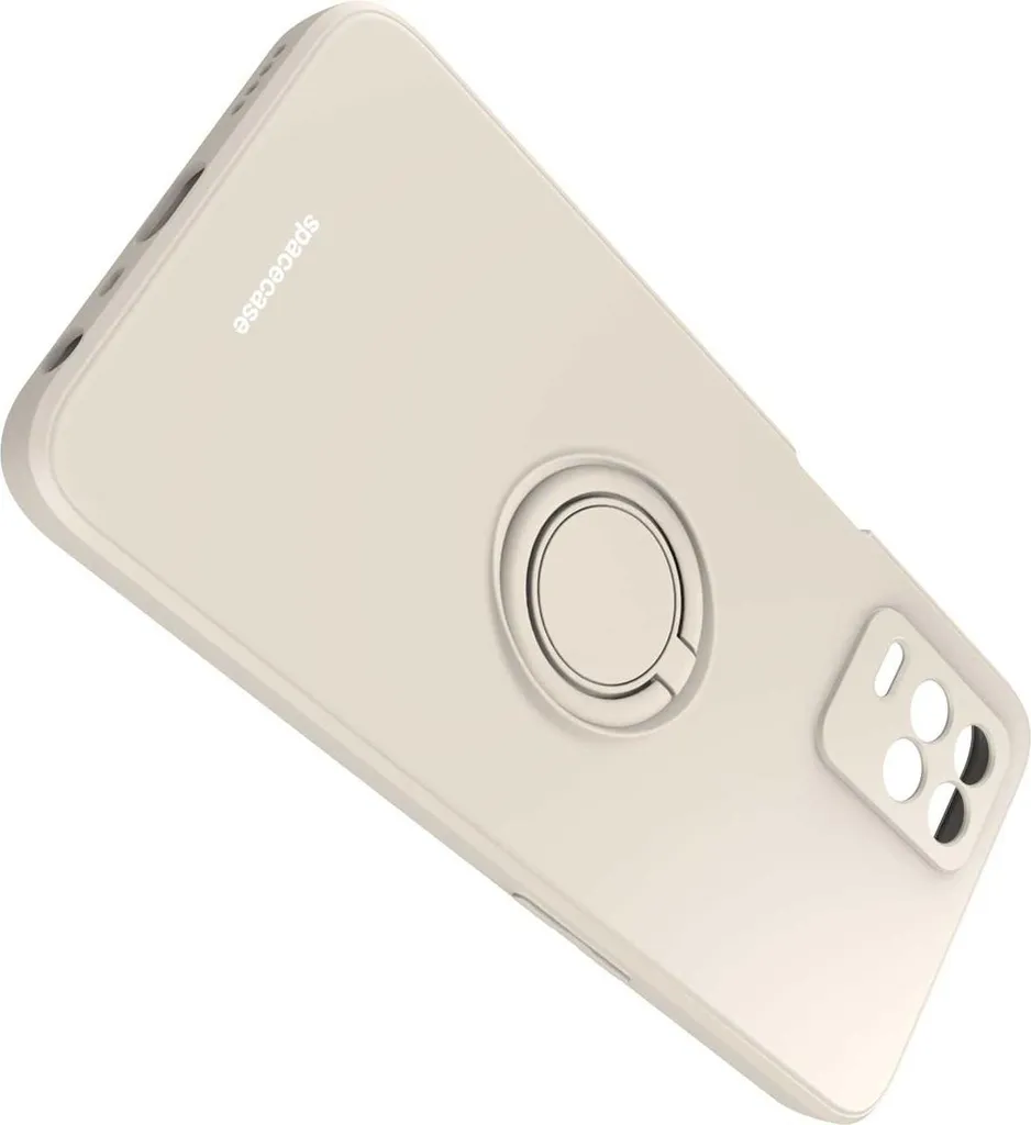 Custodia Silicone SPACECASE per Realme 8 5G Beige con Anello Supporto - 6