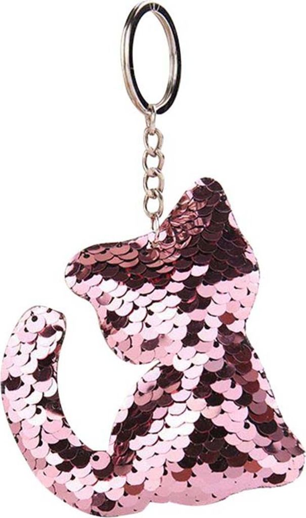 Niedliche reflektierende Pailletten-Katze zum Aufhängen, Pandant-Schlüsselanhänger, Schlüsselanhänger, Geschenk-Rosa