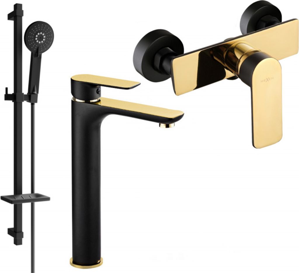 Mexen Alfa DQ40 Brausegarnitur, Schwarz/Gold - 745714DQ40-75