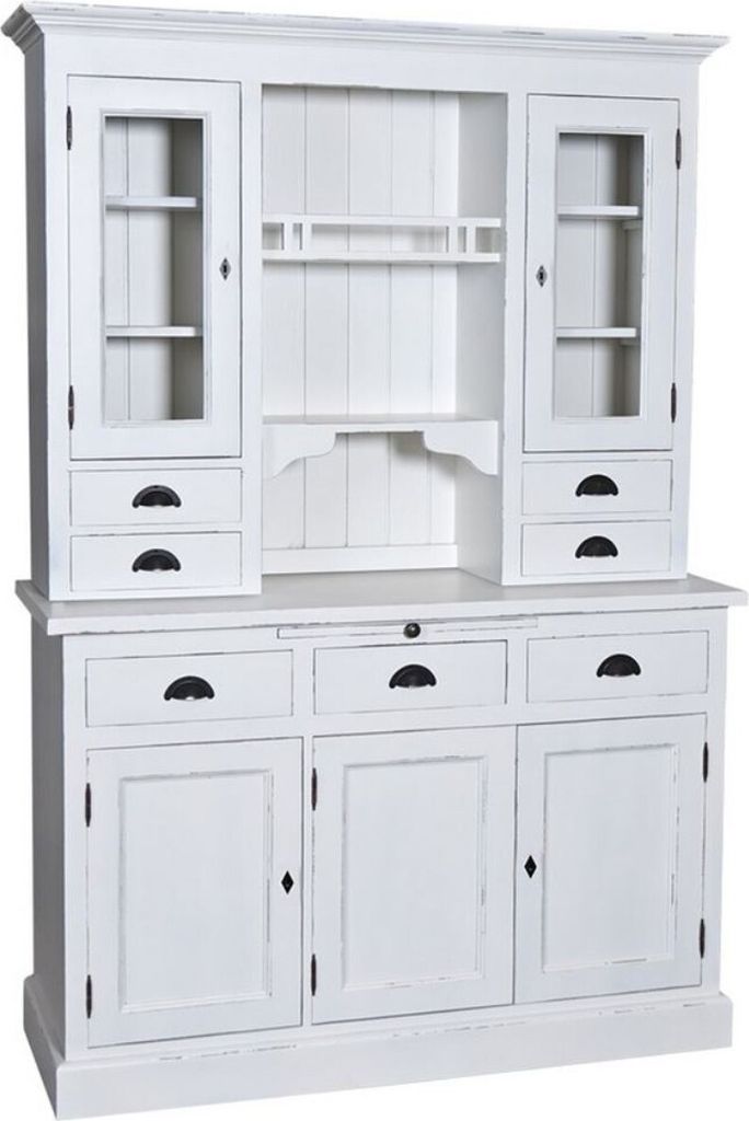 Casa Padrino Landhausstil Küchenschrank Antik Weiß 137 x 50 x H. 197 cm - 2 Teiliger Küchenschrank mit 5 Türen und 7 Schubladen