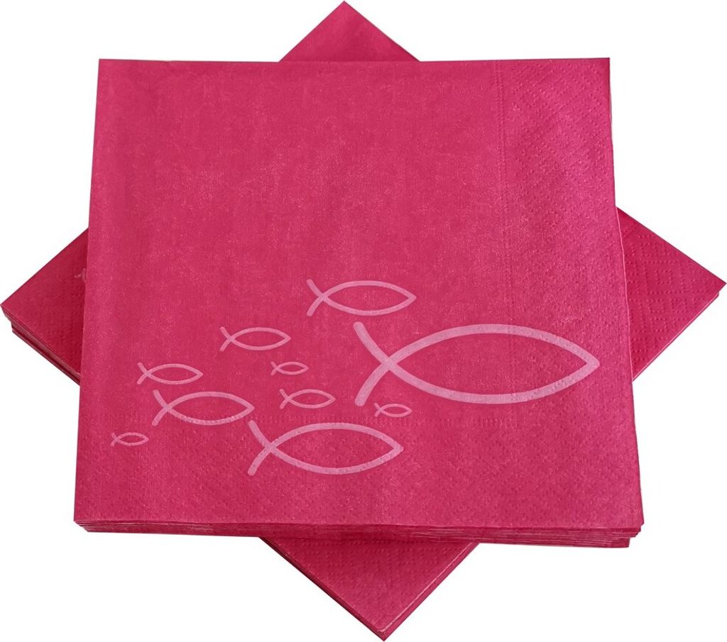 Servietten Fische pink / rosa (20 Stück) Taufe Kommunion Konfirmation