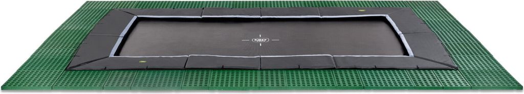 EXIT Dynamic Trampolin 275x458cm, mit Freezone Sicherheitsfliesen, Bodentrampolin, Rechteckig, für Kinder, Schwarz