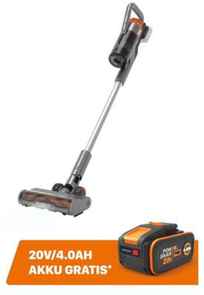 Akku-Staubsauger WORX 20V WX038.9 + GRATIS Zugabeartikel Produktbild 