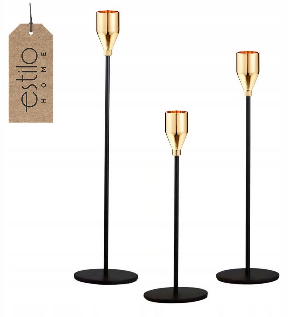 Kerzenhalter Schwarz 34.5 cm – Kerzenständer aus Metall – Tischdekoration für festliche Anlässe