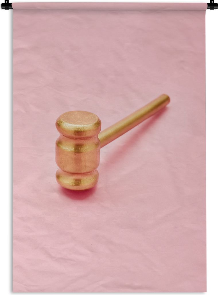MuchoWow Wandteppich Wandbehang Hammer - Gold - Rosa 90x135 cm Tapisserie Dekoration Wandtuch - Baumwolle - Wandskulptur