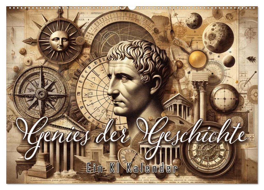 Genies der Geschichte - Ein KI Kalender (Wandkalender 2027 DIN A2 quer), CALVENDO Monatskalender