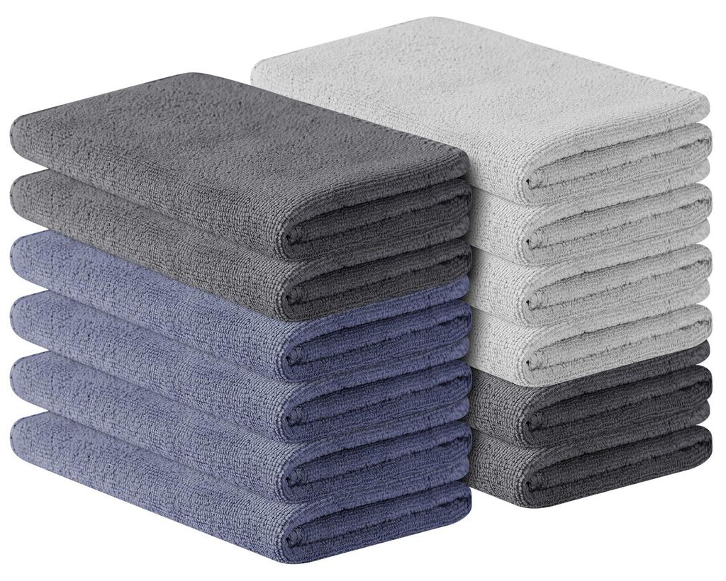 Set van 12 microvezel handdoeken, snel drogend, geschikt Productafbeelding 