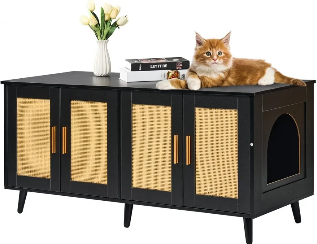 Armoire à litière pour chats 1,19m avec grand espace de rangement intégré