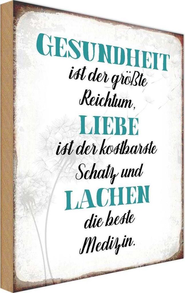 vianmo Holzschild 18x12 cm Gesundheit Liebe Lachen Medizin Spruch Zitat