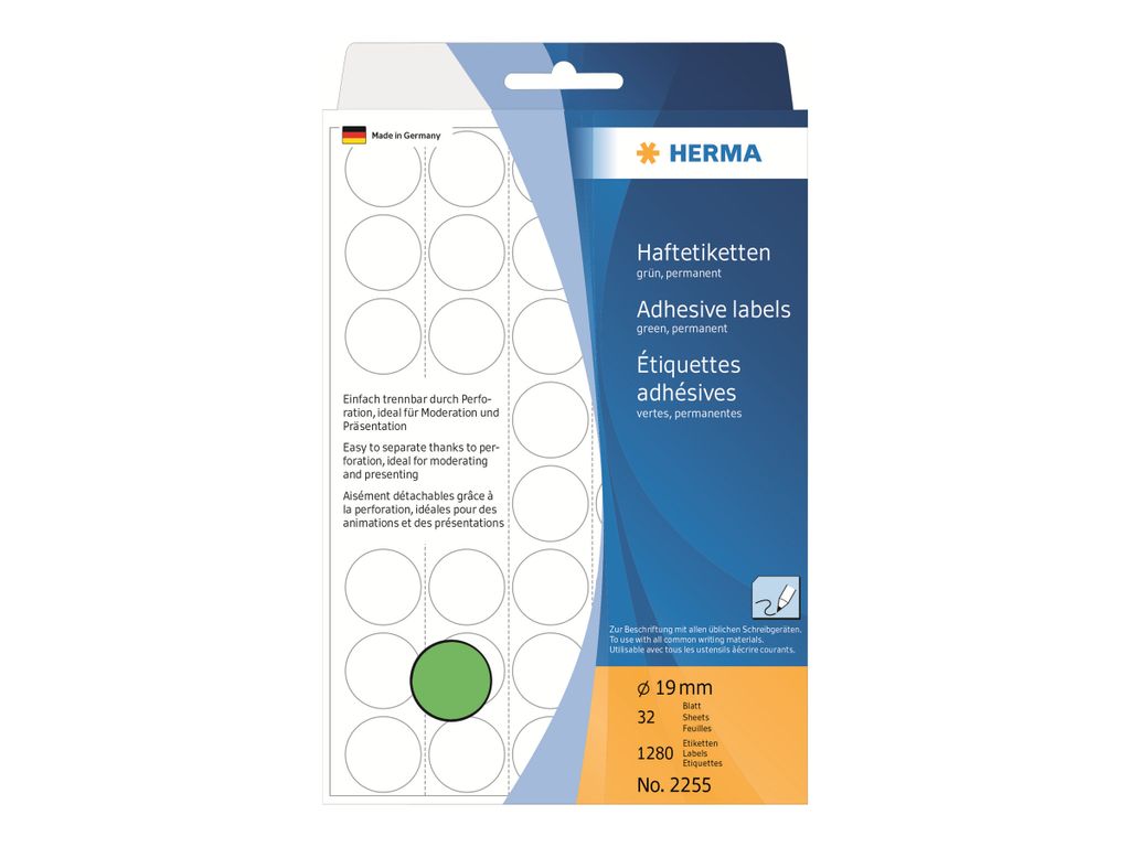 HERMA Vielzwecketiketten grün 19 mm rund Papier 1280 St. Immagine del prodotto 
