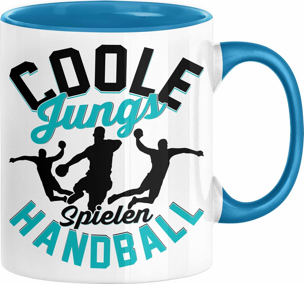 Handball-Spieler Geschenk Tasse Geschenkidee Handball-Spieler Jungs Kaffee-Becher Coole Jungs Spielen Handball (Blau)