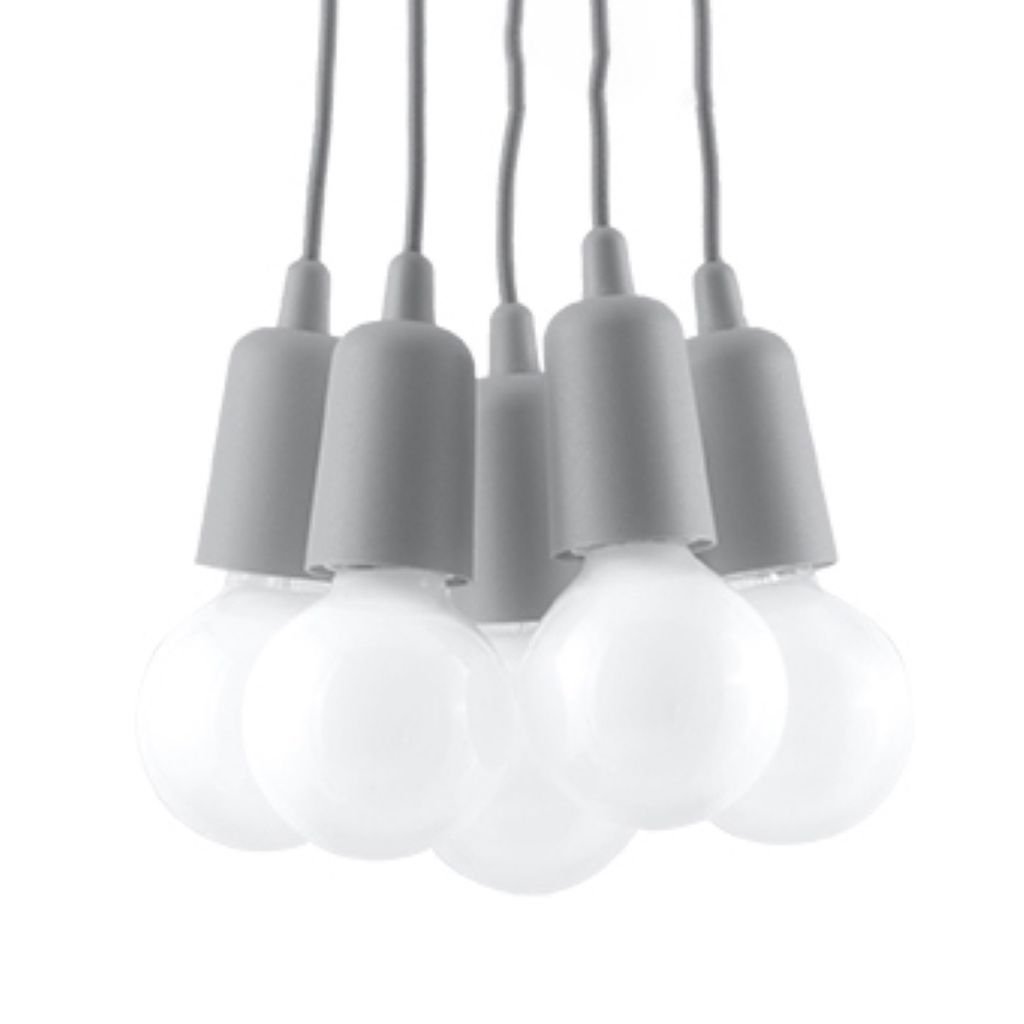 Hängeleuchte DIEGO 5 grau 5xE27 15W PVC 90x25x25cm Sollux Lighting