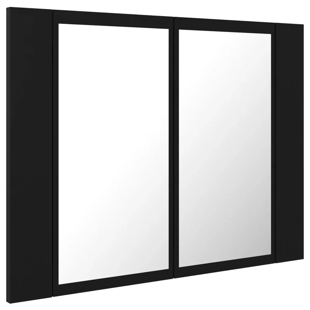 Specchio Bagno LED Nero 60x12x45 cm - Elegante Mobile Contenitore Acrilico
