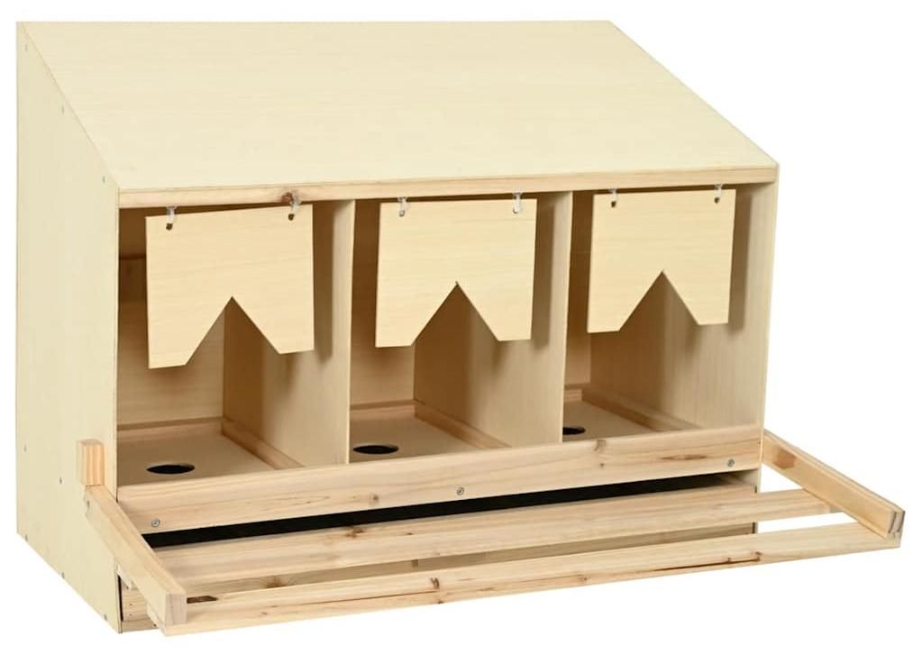 vidaXL Legenest für Hühner 3 Fächer 93x40x65 cm Massivholz Produktbild 