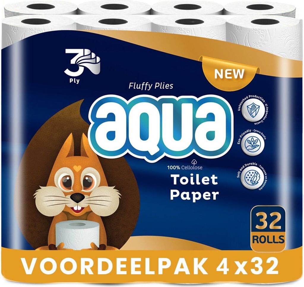 AQUA Triple Soft Toilettenpapier- 128 Rollen WC-Papier - Produktbild 