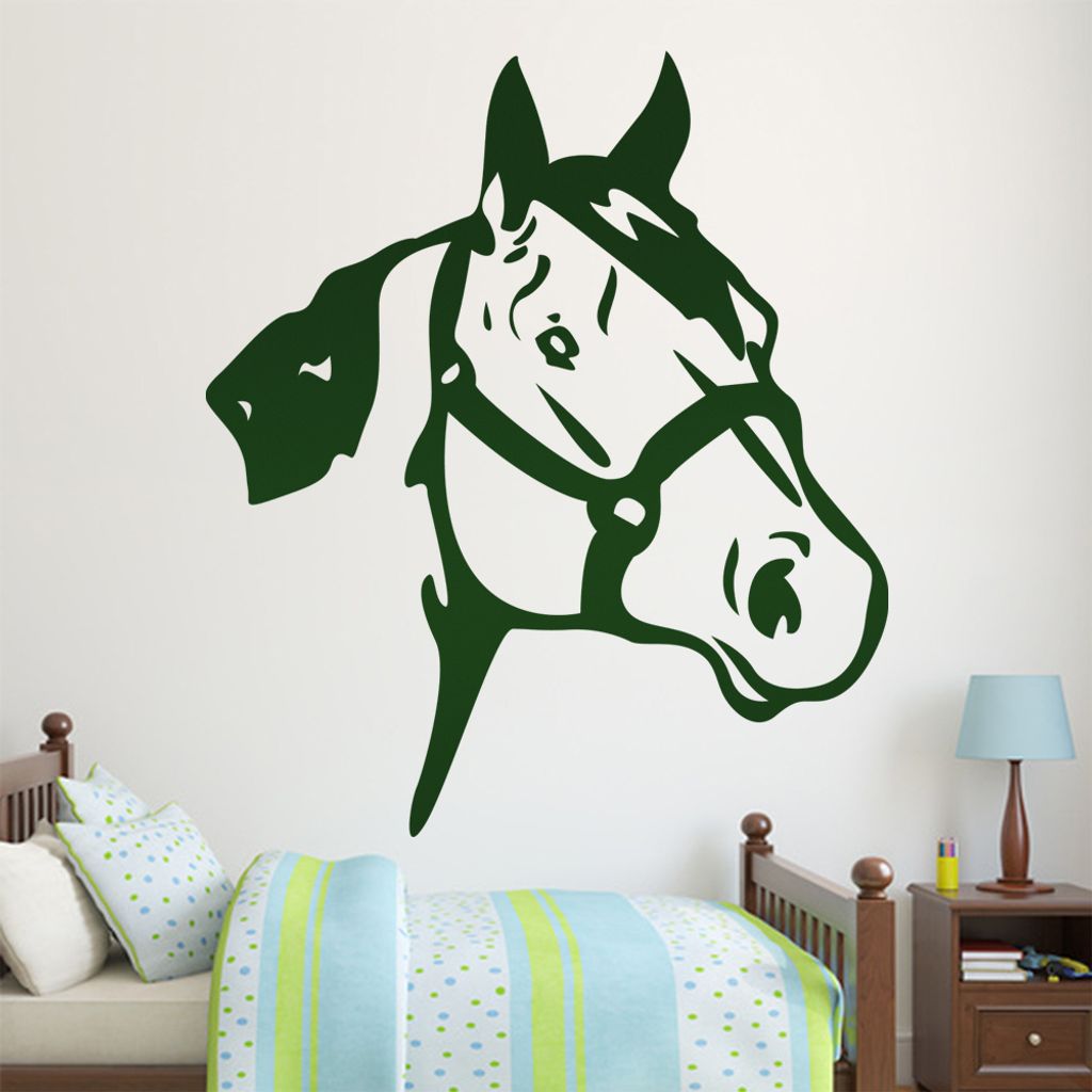 KIWISTAR Pferd Kopf - Reiten Stute Hengst Mähe Wandtattoo in 6 Größen - Wandaufkleber Wall Sticker - Dekoration, Küche, Wohnzimmer, Schlafzimme...