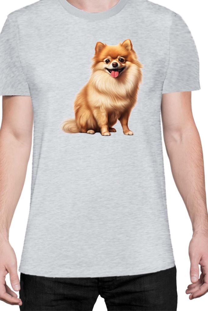 Herren T-Shirt Dogs Breeds Pomeranian Dog Breed 006, Man 3XL / Grau