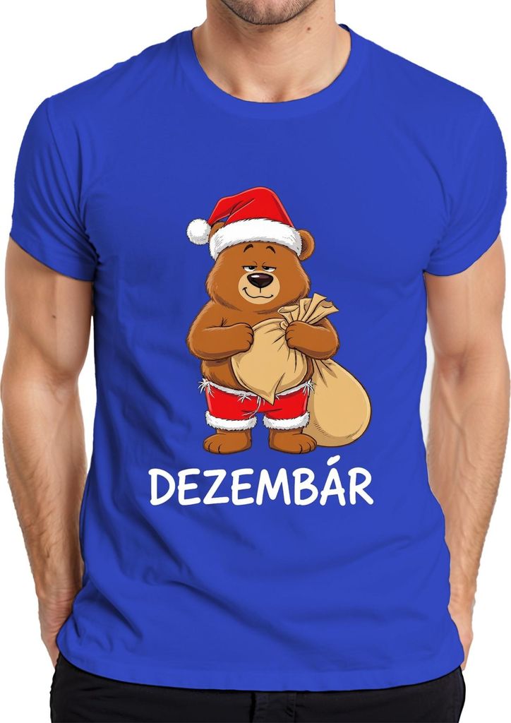 DEZEMBÄR Weihnachtsbär Cartoonbär Weihnachten Geschenk Wichteln Herren T-Shirt, Blau, S