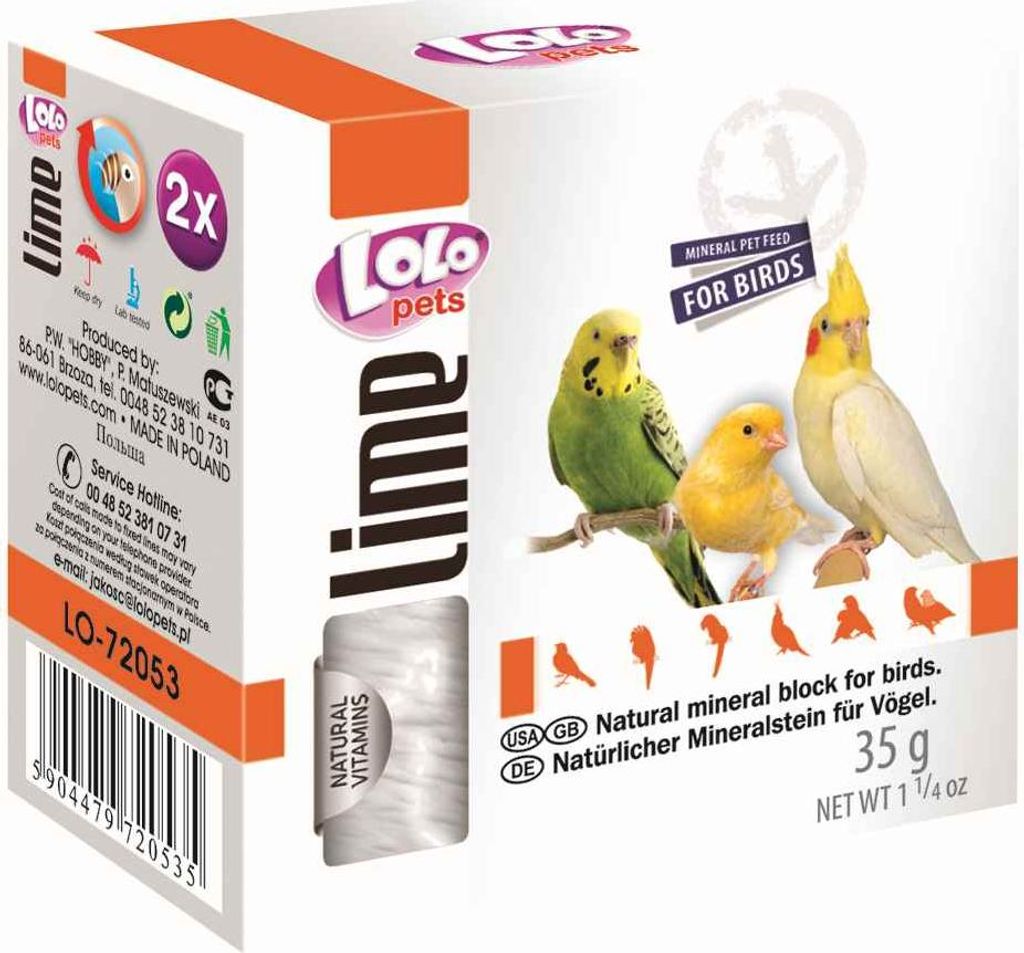 LOLO PETS LOLO LINE - NATURAL lime cube - für Papageien 35g Produktbild 