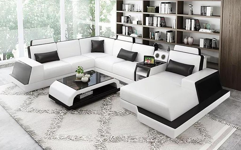 Design Eckgarnitur Wohnlandschaft Ecksofa Sofa Couch Sofas Couchen Tisch 2tlg.
