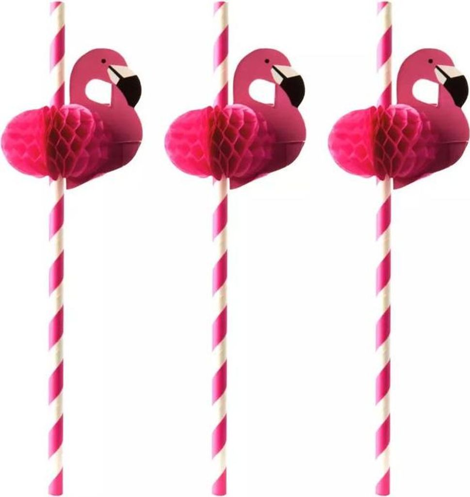 PAPSTAR Papier-Trinkhalm "Flamingo" 200 mm pink/weiß aus Produktbild 