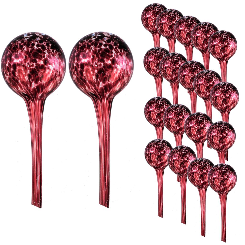 Wasserspender 20 Stück Set aus Glas für Topfpflanzen, Kugel, rund Ø 6 cm Farbe Violett 100 ml modern, häusliche Bedingungen, für töpfe, für ...