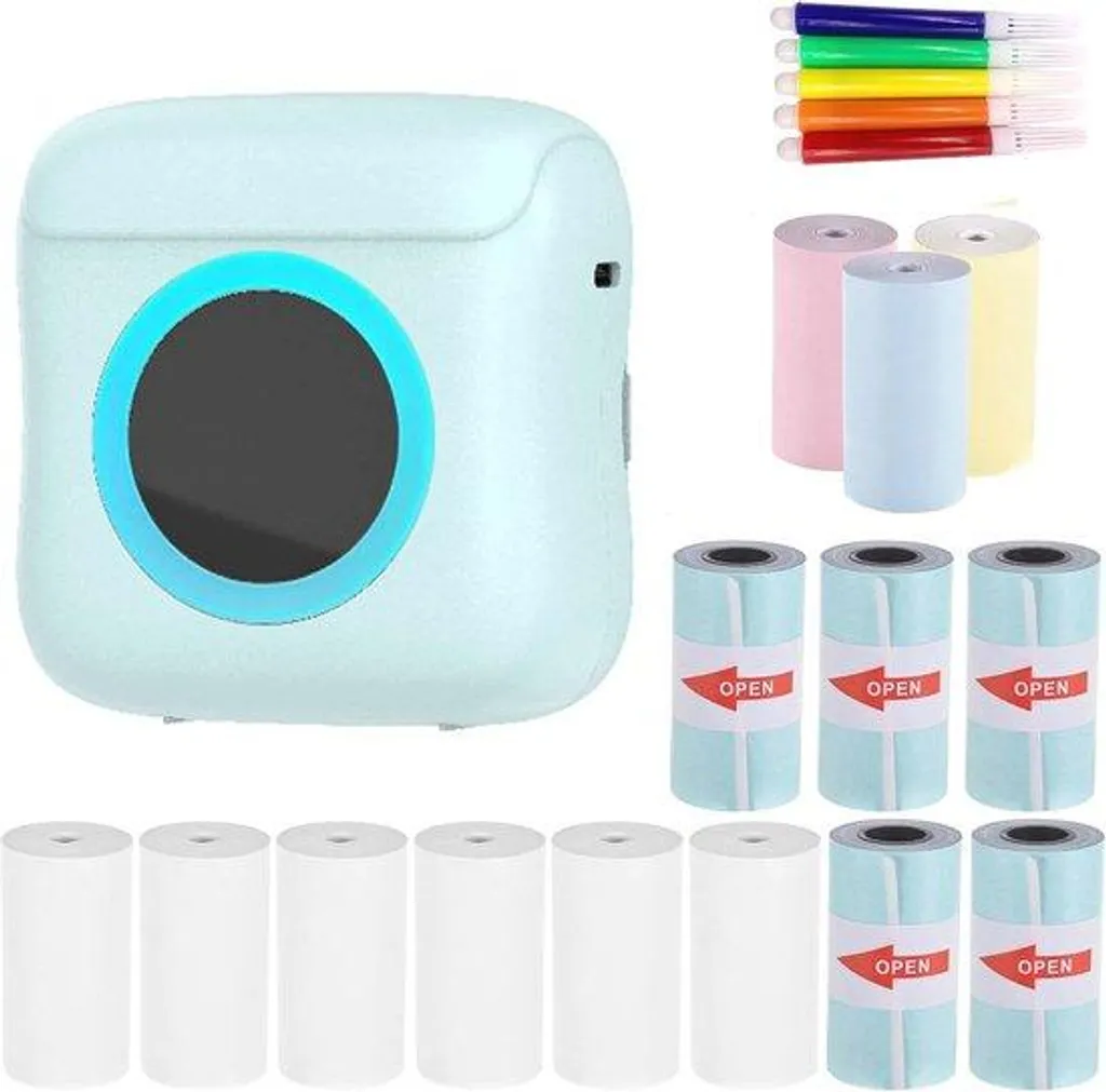 Imprimante de poche sans encre pour notes et mémos, Bluetooth Blanc
