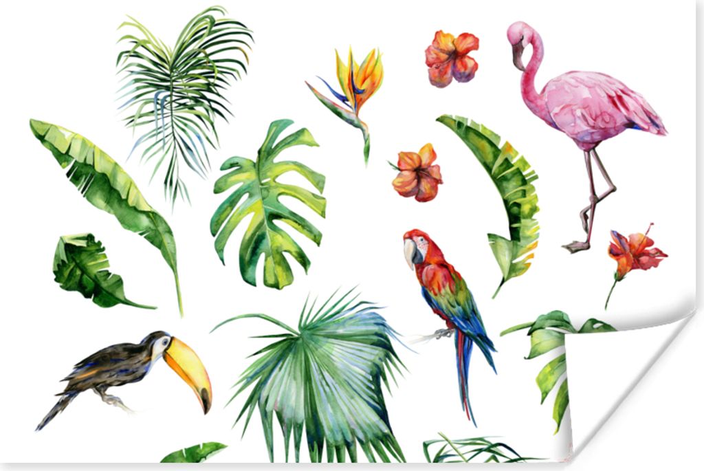 MuchoWow Poster Dschungel - Muster - Tiere - Blätter - Jungen - Mädchen - Kinder 30x20 cm - Plakate - Print
