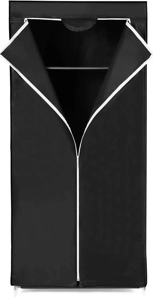 Penderie mobile en tissu noir 160x75 cm - Dressing d'appoint avec housse