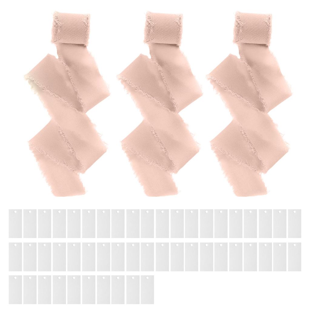 Handgeschriebene Visitenkarten, 50 Blatt, Blanko-Karten aus strukturiertem Papier mit Chiffonband, Hochzeitseinladungen, Tischkarten für Partys, B...