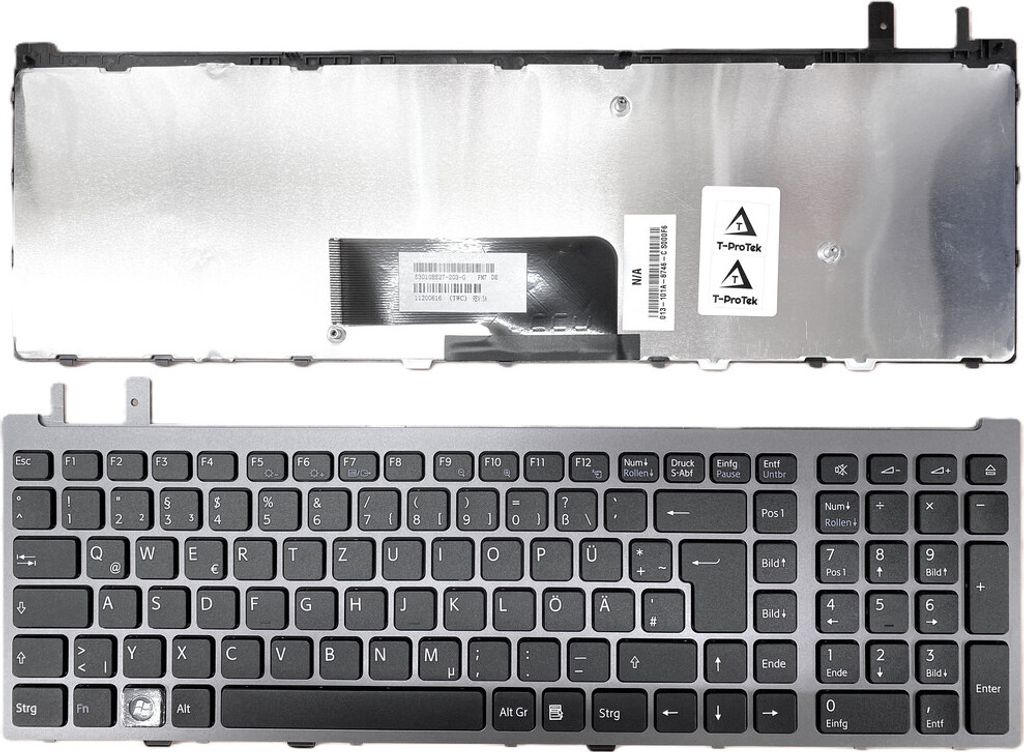 DEUTSCHE - Schwarz Tastatur Keyboard mit Grau Rahmen kompatibel für SONY Vaio VGN-AW