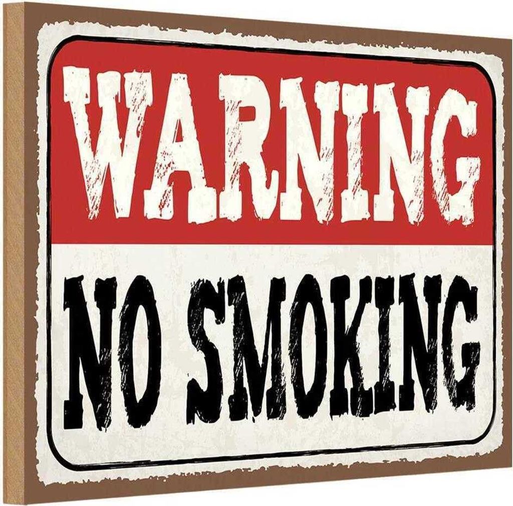vianmo Holzschild 12x18 cm Warning no smoking Geschenk