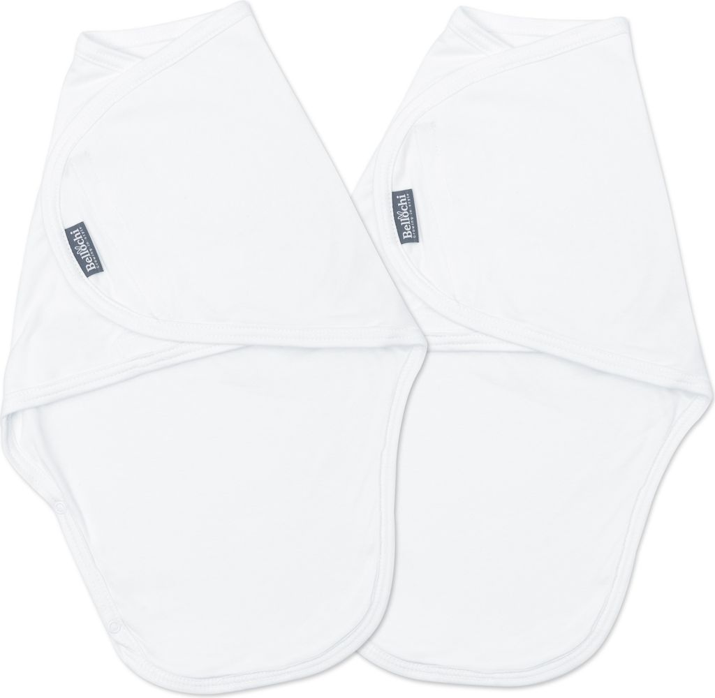 Bellochi Swaddle Me Pucksack Baby 0-3 Monate - 2er Set Pucktuch Baby 0-3 Monate - Weiche und Zarte 100% Baumwolle - classic white set