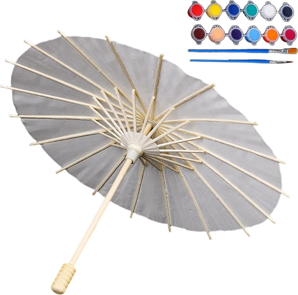 30/40/60/84 cm DIY Handbemalter Papierschirm im chinesischen Stil, dekorativer Ölpapierschirm mit Holzgriff, Kinder, Malen, orientalischer Regensc...