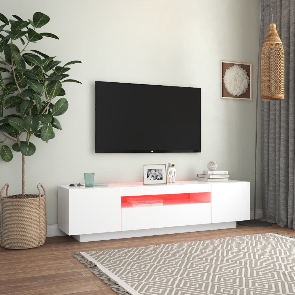 "Winter Sale" TV-Schränke - Weiß TV-Schrank mit LED-Leuchten Weiß 160x35x40cm DE7983060