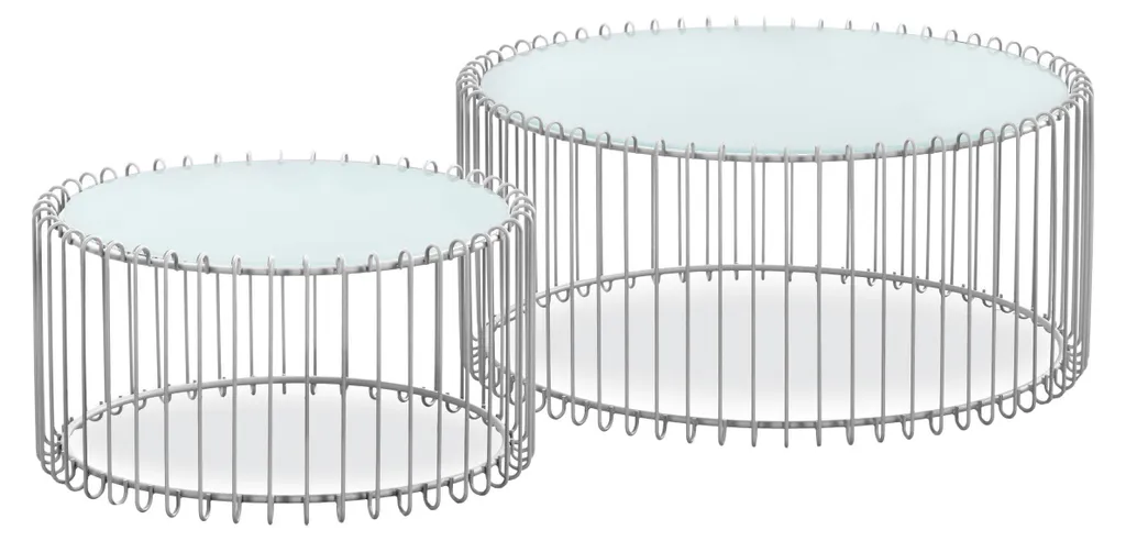 Ensemble tables de salon Universe pour petit espace verre blanc et gris