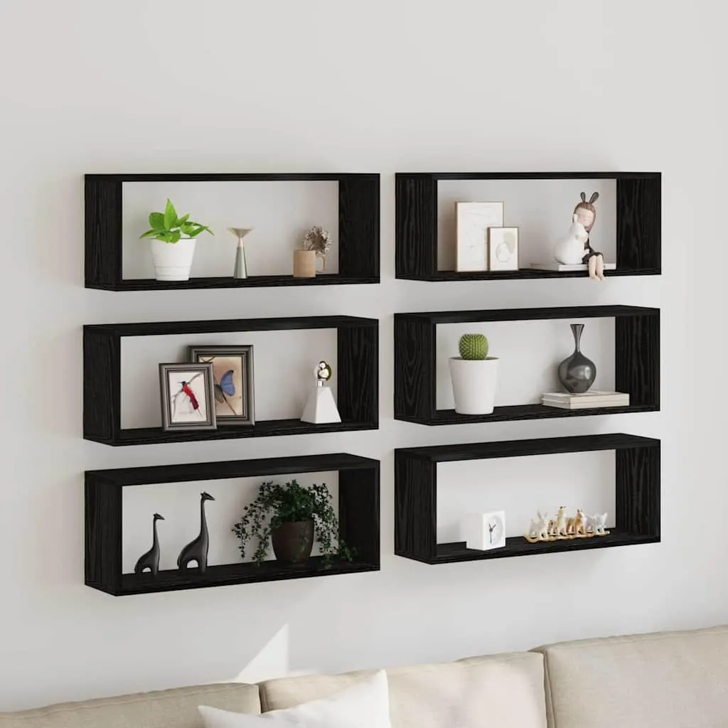 Set 6 Mensole Professionali Maison Exclusive Rovere Nero 60x15x23 cm