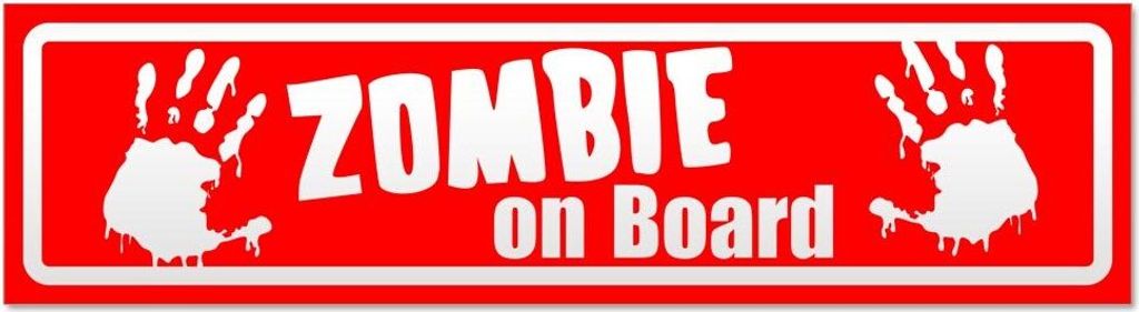 Kiwistar - Autoaufkleber - Rot - 30 x 8 cm - Zombie ob Board invertiert - Hinweis Aufkleber Sticker für Auto, Kfz, Fahrrad, PKW, LKW