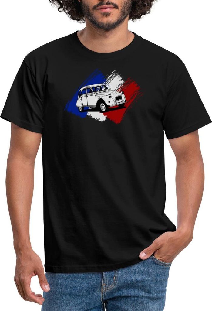 Spreadshirt Citroën 2CV Ente Französische Flagge Männer T-Shirt, XXL, Schwarz