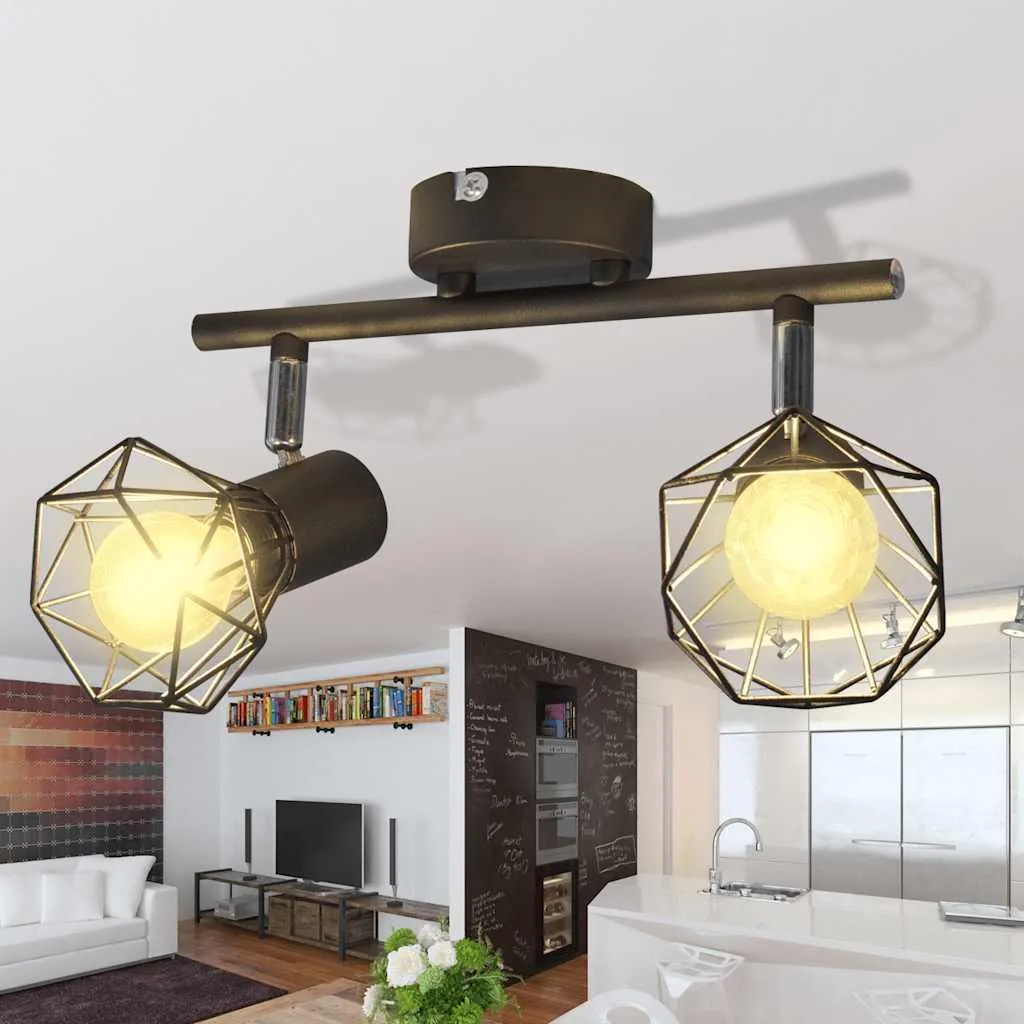 vidaXL Faretto da soffitto con 2 lampadine a LED paralume in filo metallico in stile industriale
