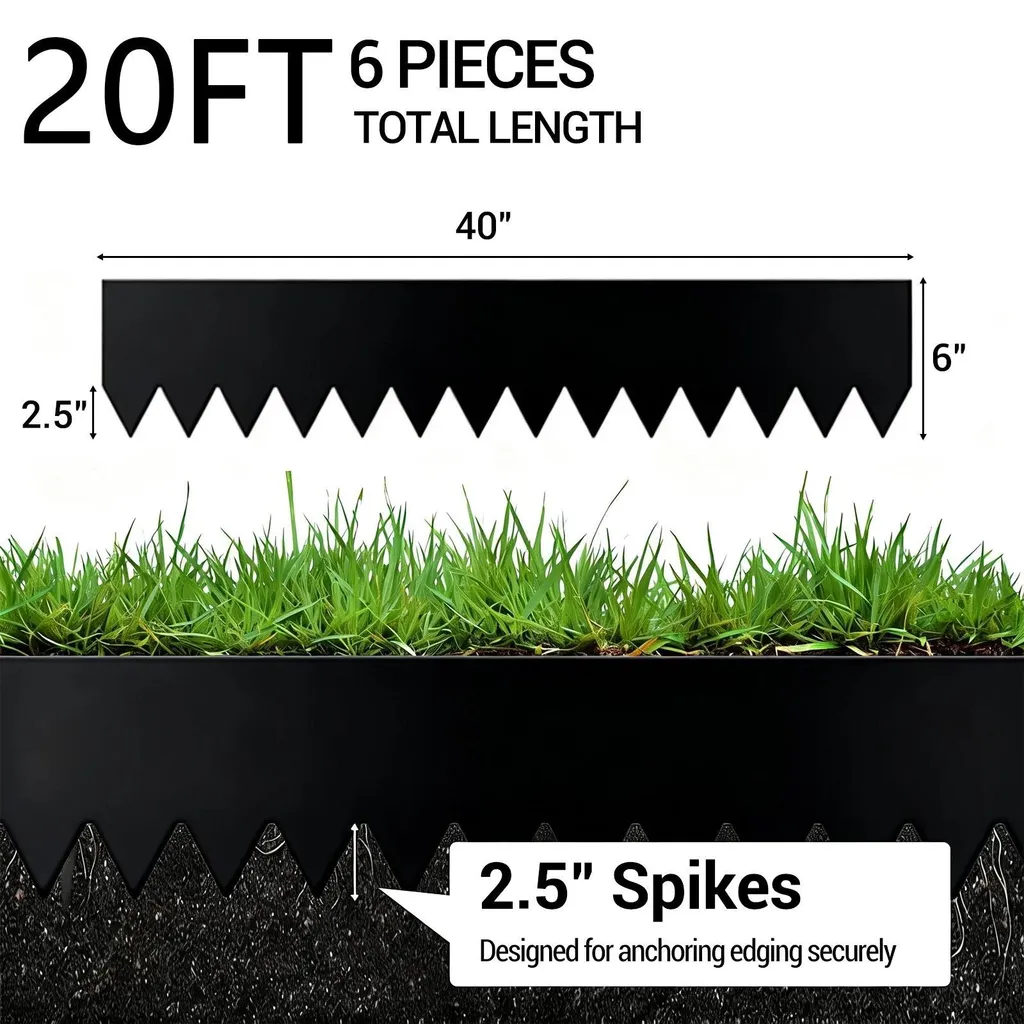 Bordure de pelouse flexible noire en métal - Hauteur 15cm pour parterre
