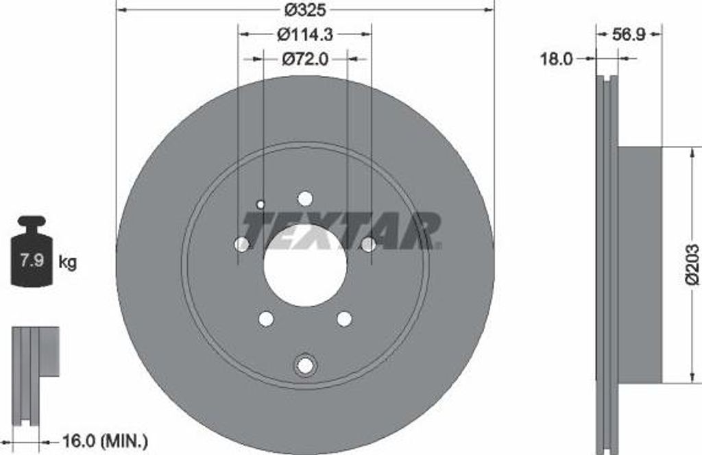TEXTAR 92223603 Bremsscheibe OE L23226251B kompatibel mit CX-9, CX-7