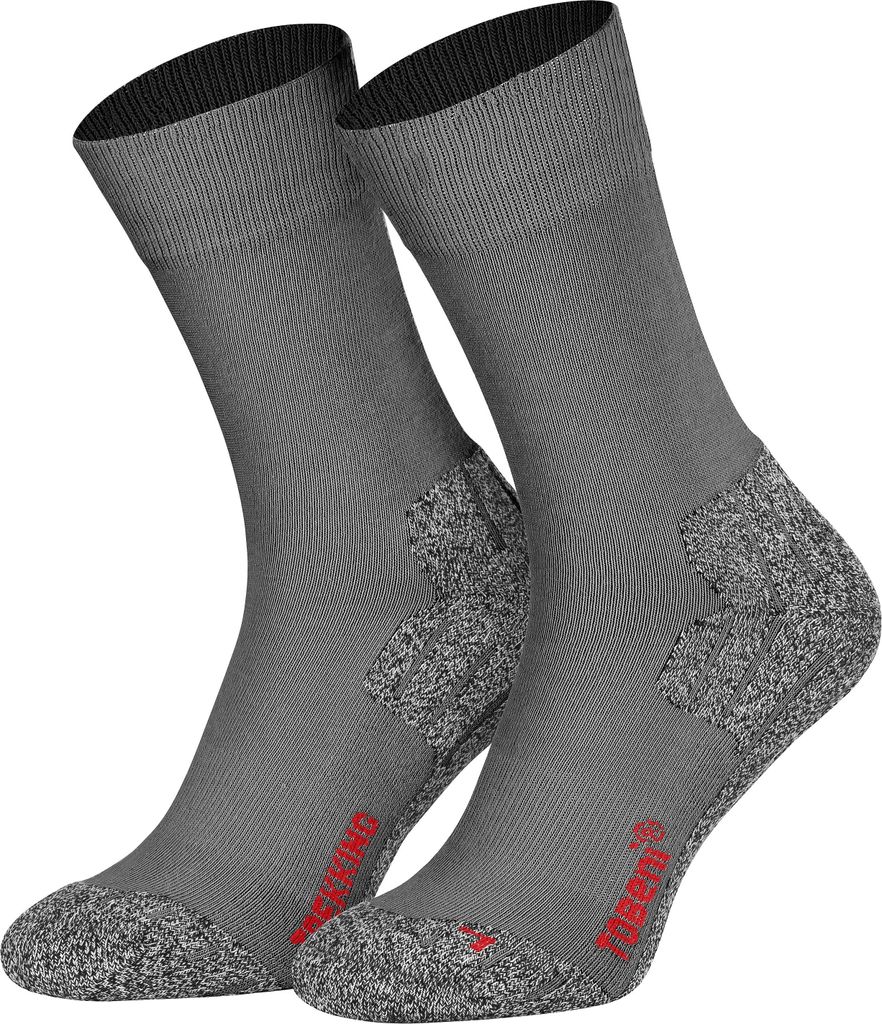 Tobeni 2 Paar Damen Herren Trekkingsocken Wandersocken Outdoor-Funktionssocken Atmungsaktiv Uni, Farbe:Anthrazit, Grösse:47-50