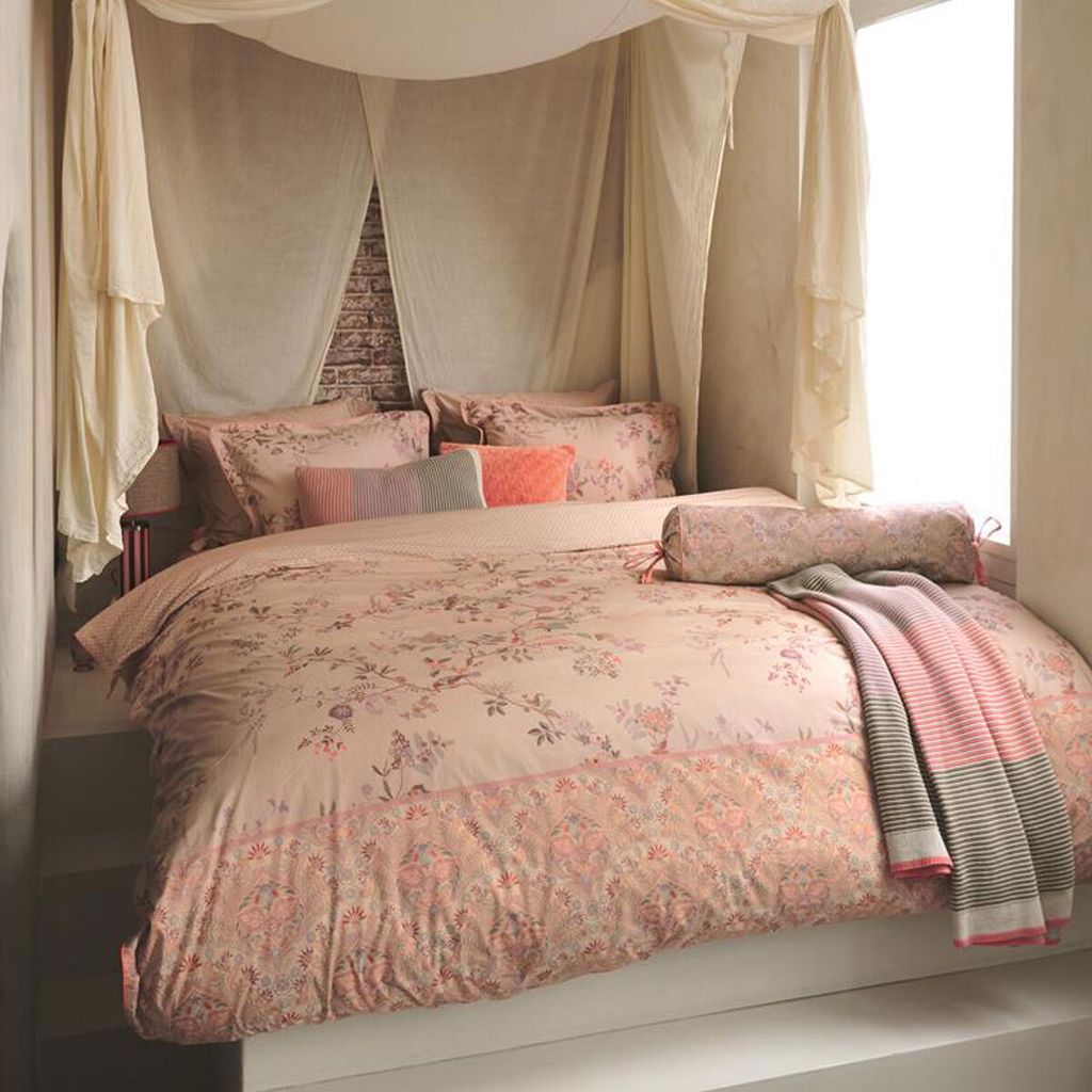 Pip Studio Bettwäsche Amor De Dios sand florales Motiv Wendeoptik, Größe:135x200 cm + 80x80 cm